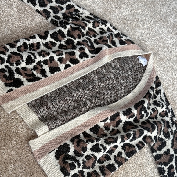 Sweaters - Leopard Print Open Cardigan Sweater